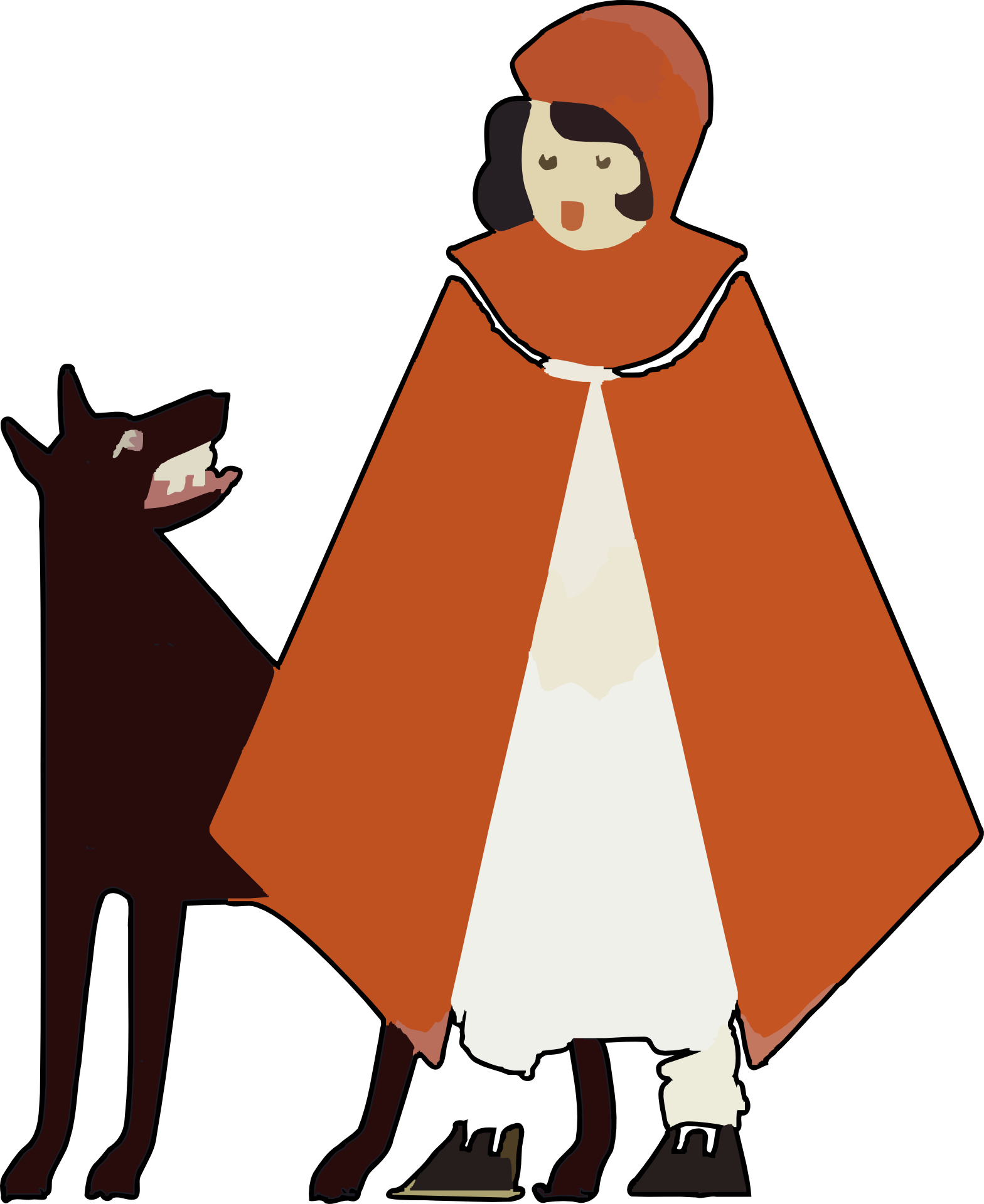 Cartoon little girl & wolf vector