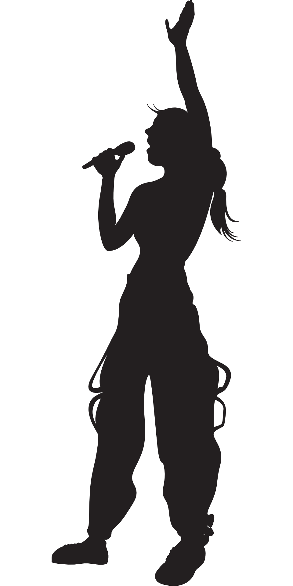 Girl, singing ,silhouette vector