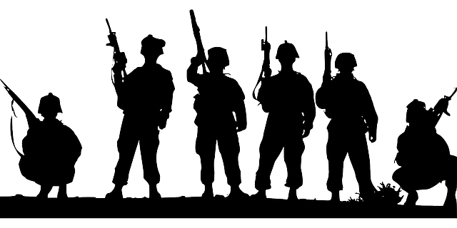 Soldiers silhouette-outline vector