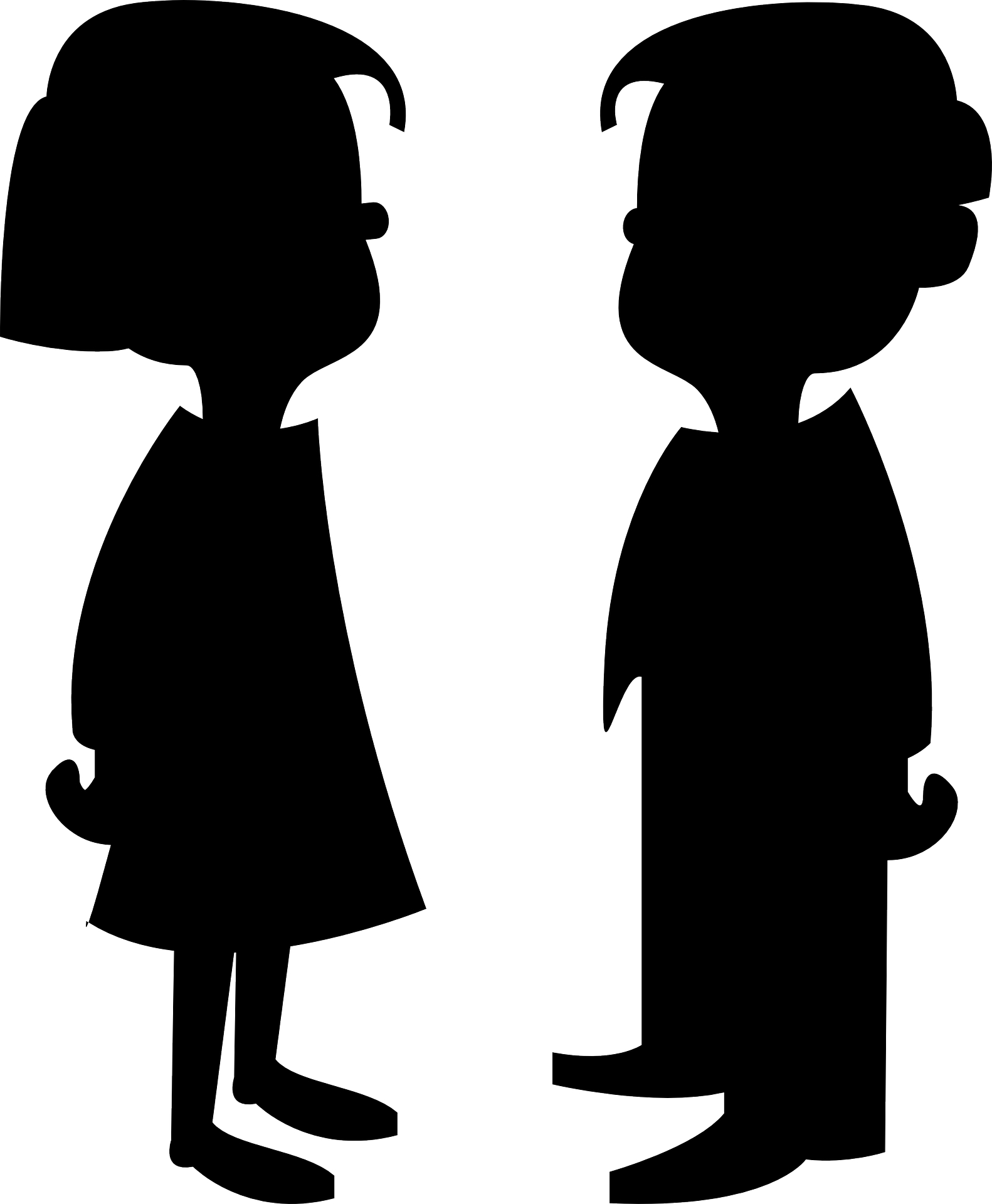 Children girl & boy outline vector