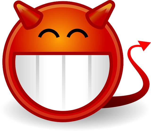 devilish smile cartoon face vector