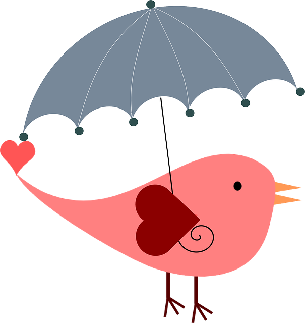 umbrella love bird free vector