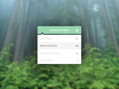 Flat Admin Settings PSD-Drop down Menu UI Design