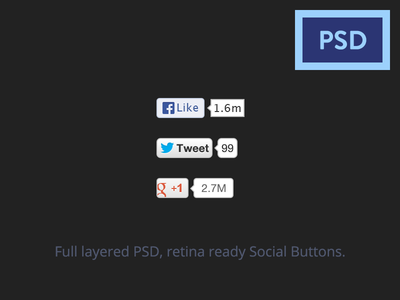 Free Social Share Buttons PSD