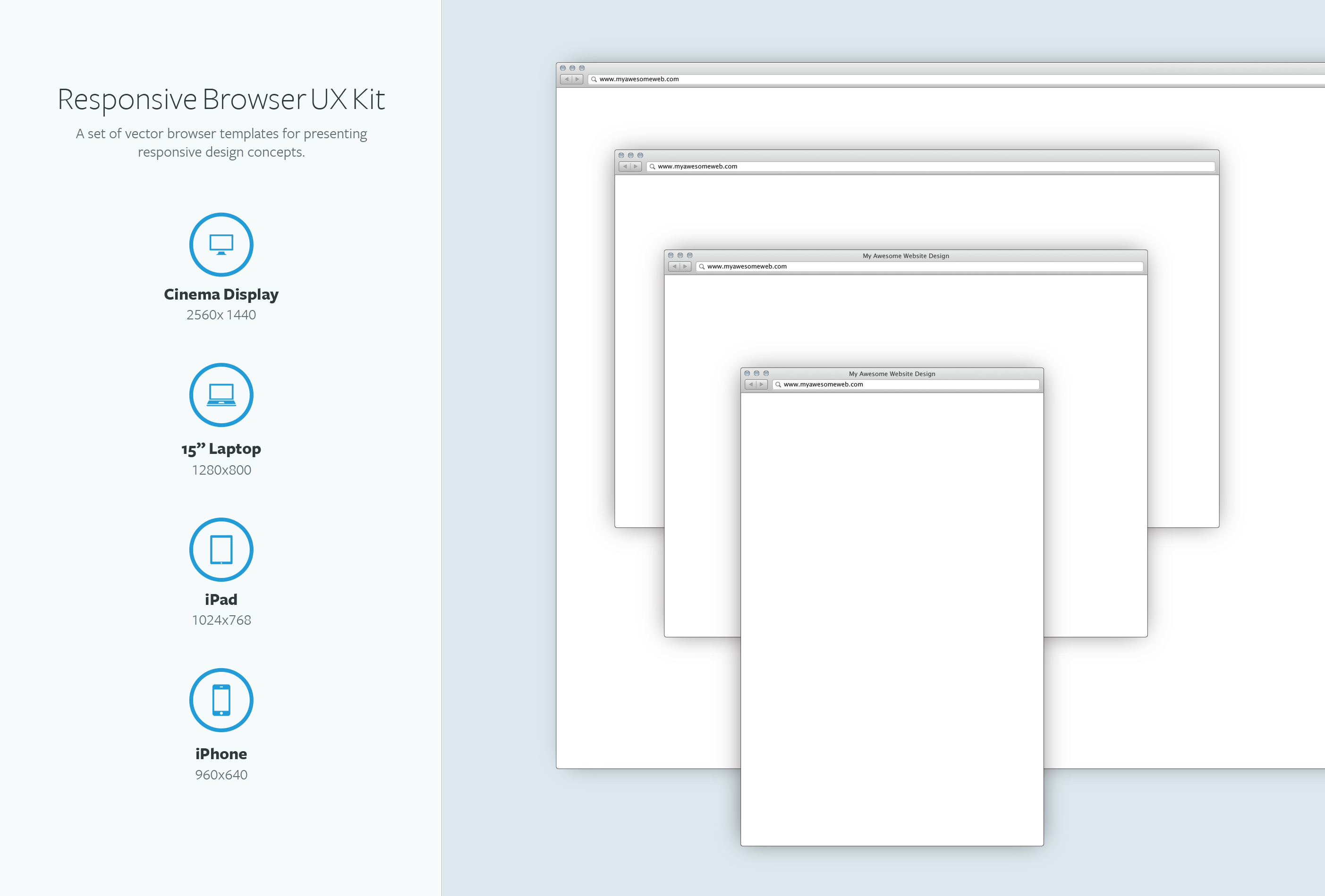 Vector Browser Templates UX Kit For Responsive Design