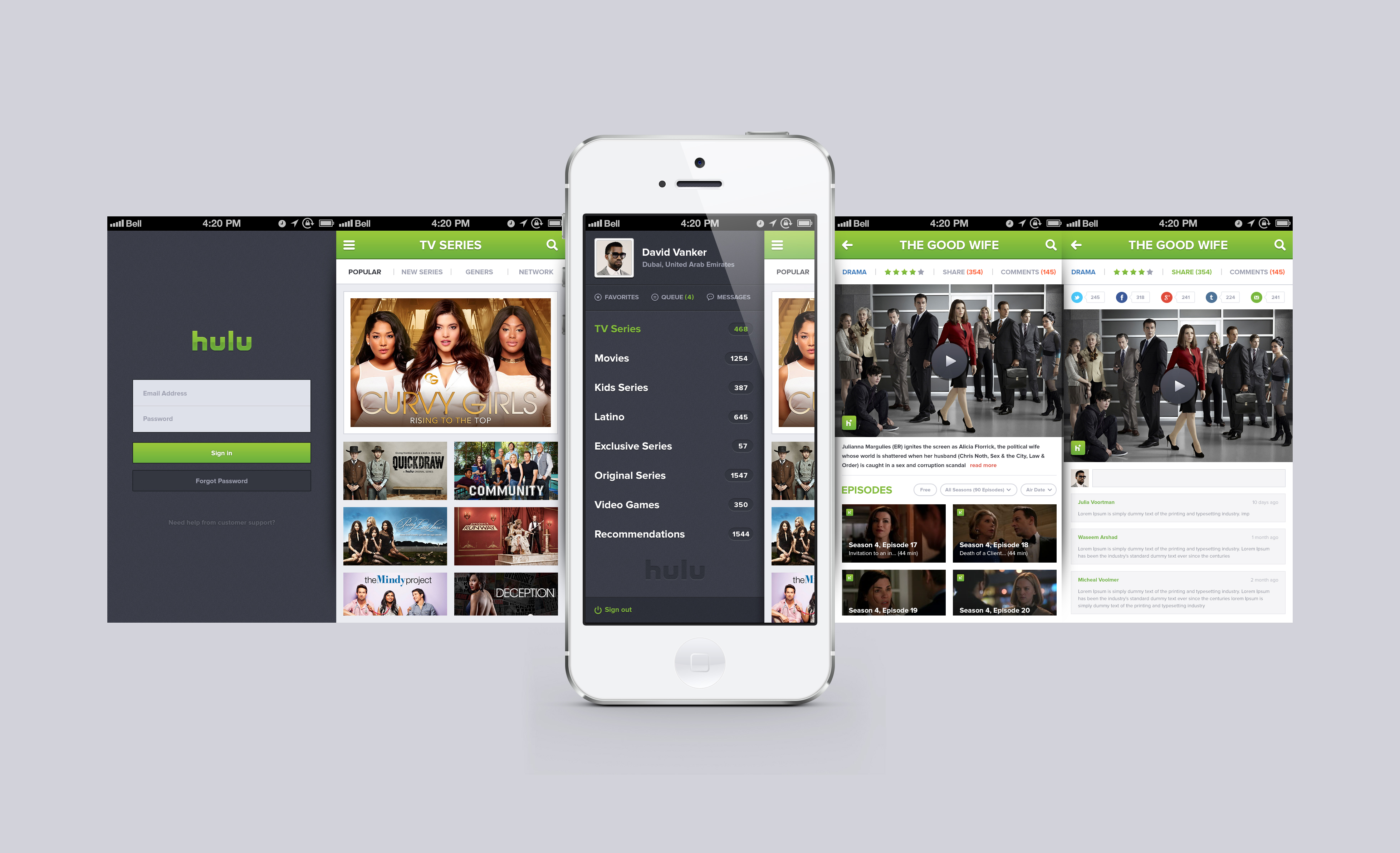 Hulu IOS 7 iPhone APP Design PSD