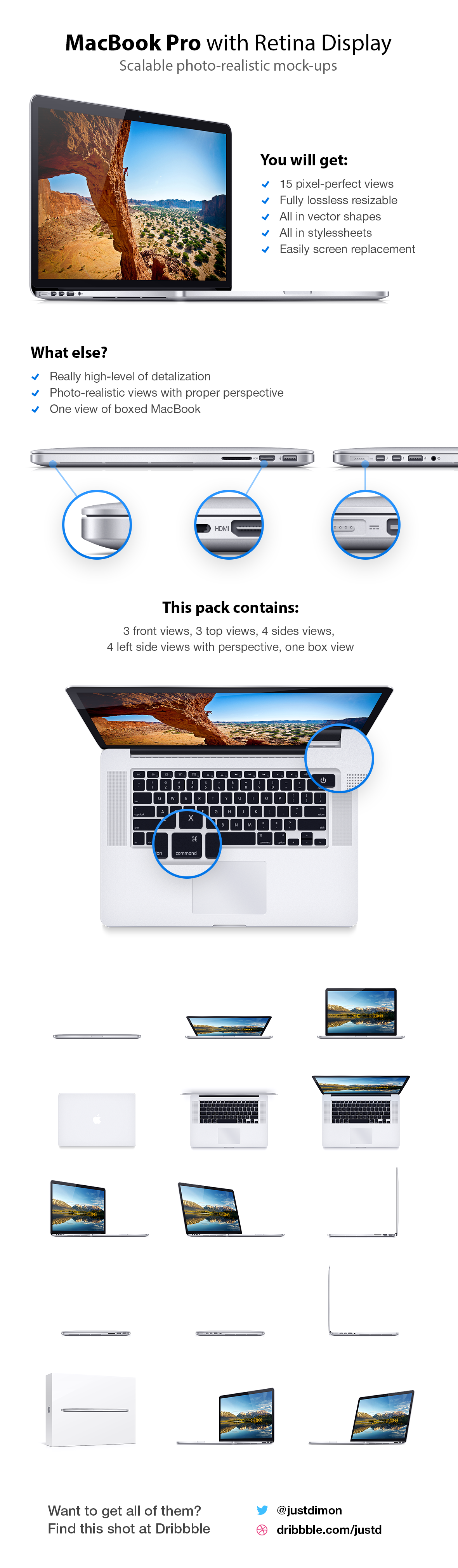Macbook Pro Retina Mockup Template PSD