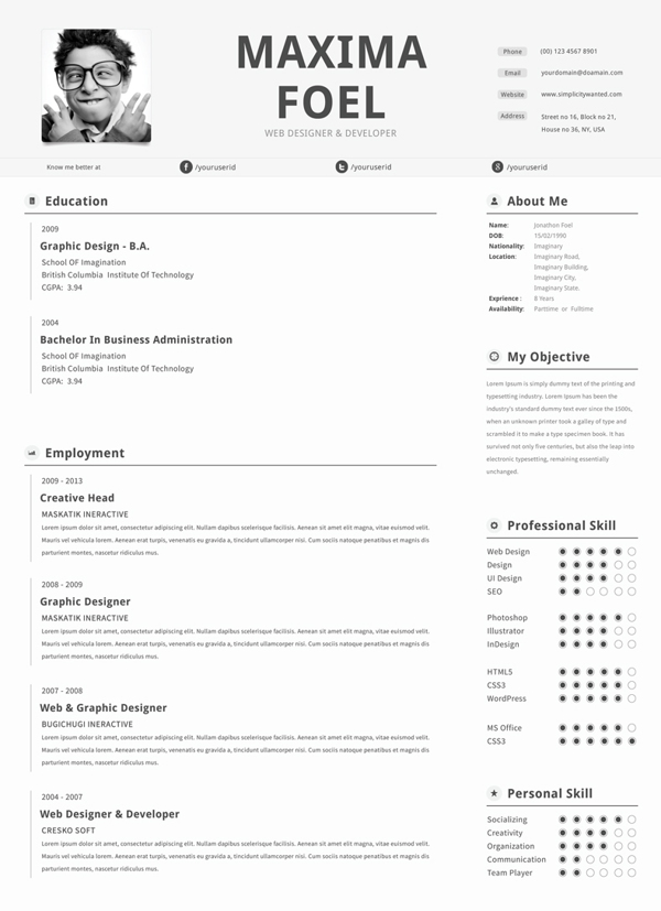 PSD-Single Page Resume Template
