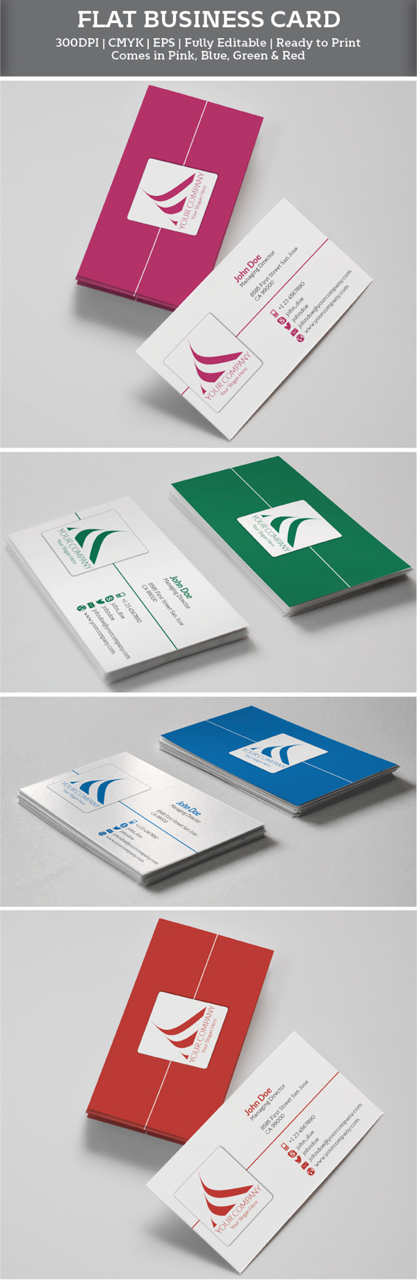 Flat Corporate Business Card Template illustrator Vector 1
