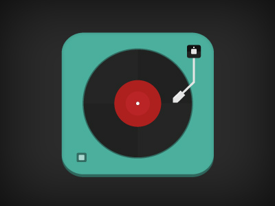 Flat Record Player icon PSD