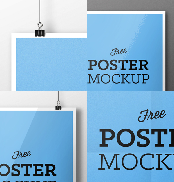 Preview Free Poster MockUp Template PSD 2