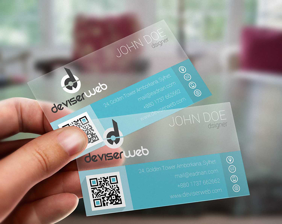 Transparent Plastic Business Card Template PSD