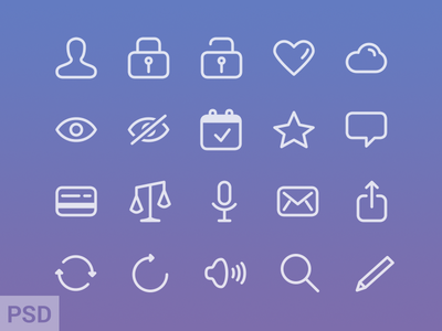 Free iOS 7 Glyphs icons PSD Download