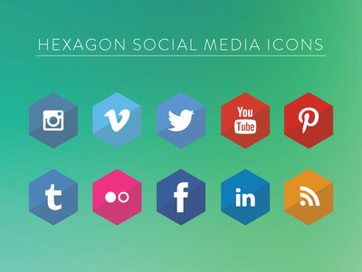Hexagon Social Media Icons Vector