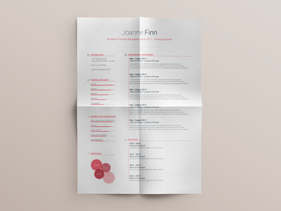 CV Design Free Resume template PSD - vol.4