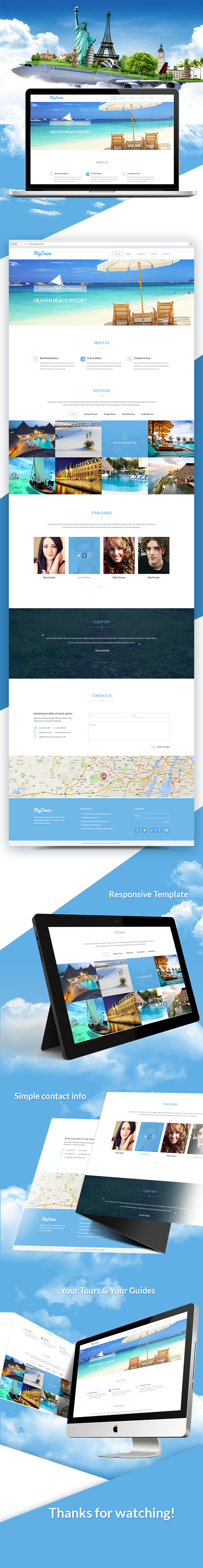 MyTour PSD Template For Travel or Tour Website Free download