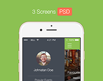 UI patterns: 3 iOS UI Screens PSD template