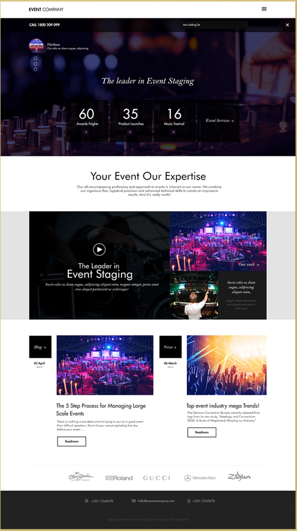 EVENT COMPANY Website - Free PSD Mockup Template Download