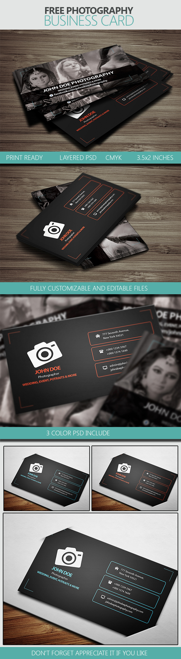 Free Photography Business Card Template PSD Download