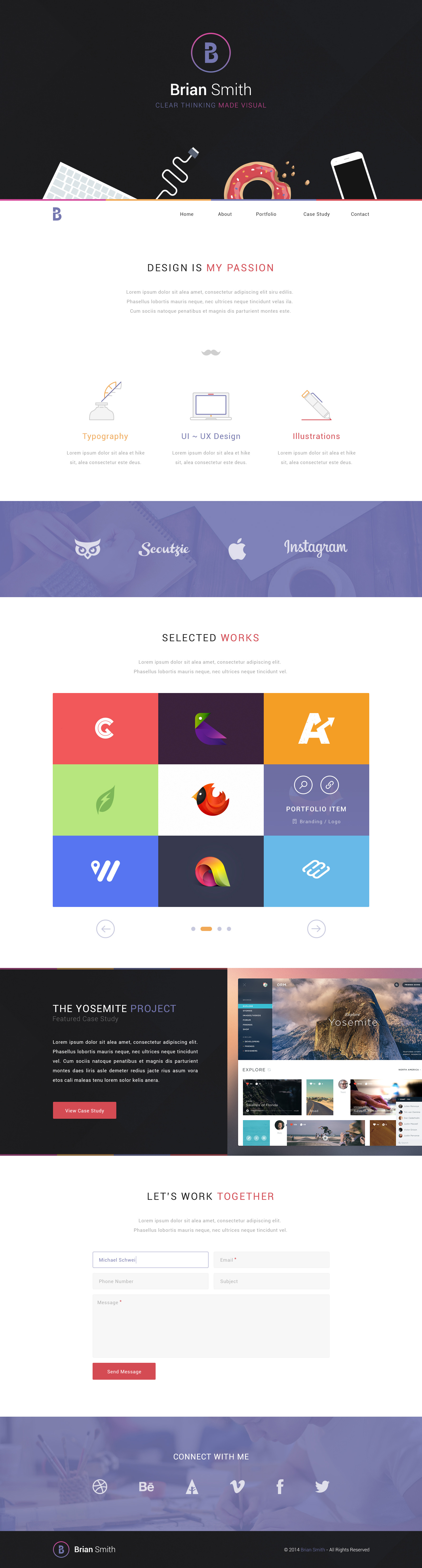 One Page Website PSD Template Free