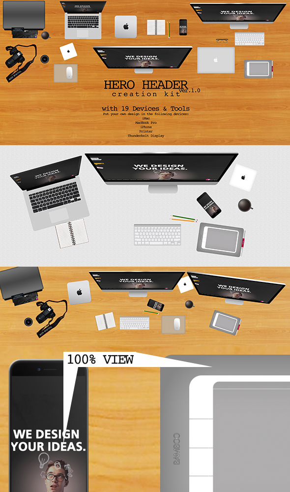 19 Devices & Tool PSD To Represent  Your Designers Desktop