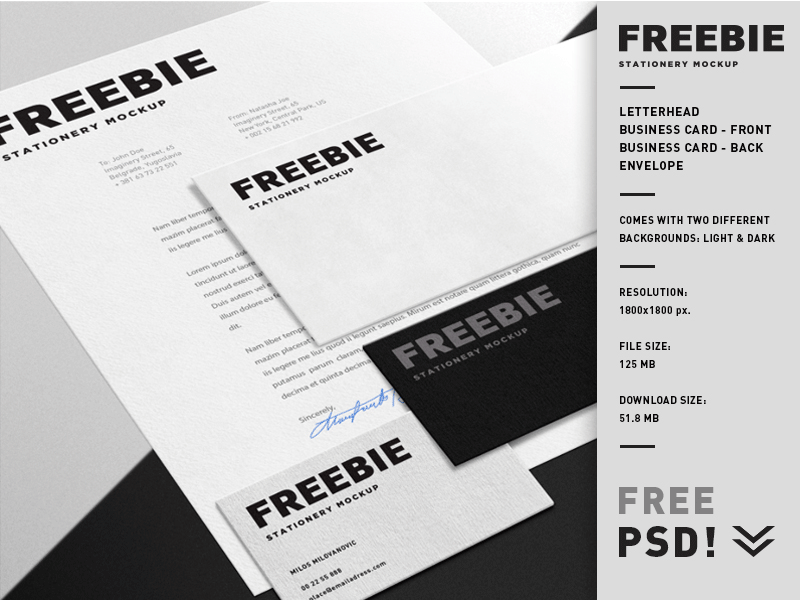 Business Cards Letterhead  Envelope Mockup PSD Template