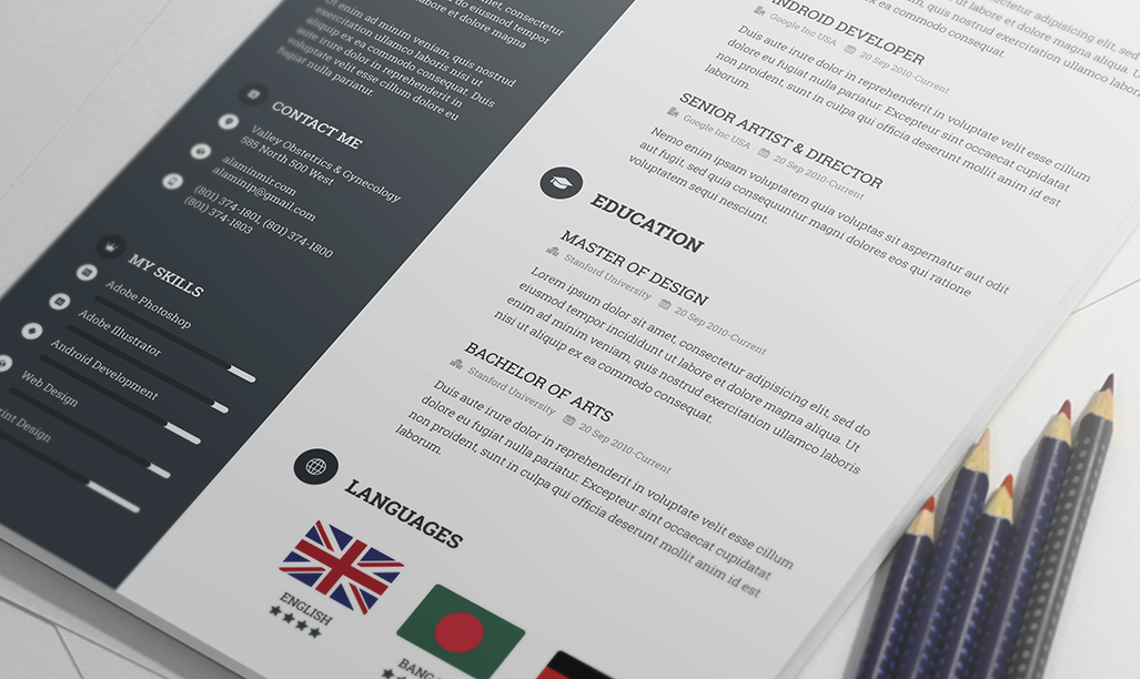 Creative & Modern Resume Template PSD Free Download