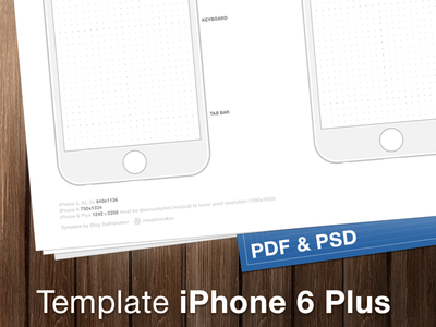 iPhone 6 Wireframes Template PDF & PSD