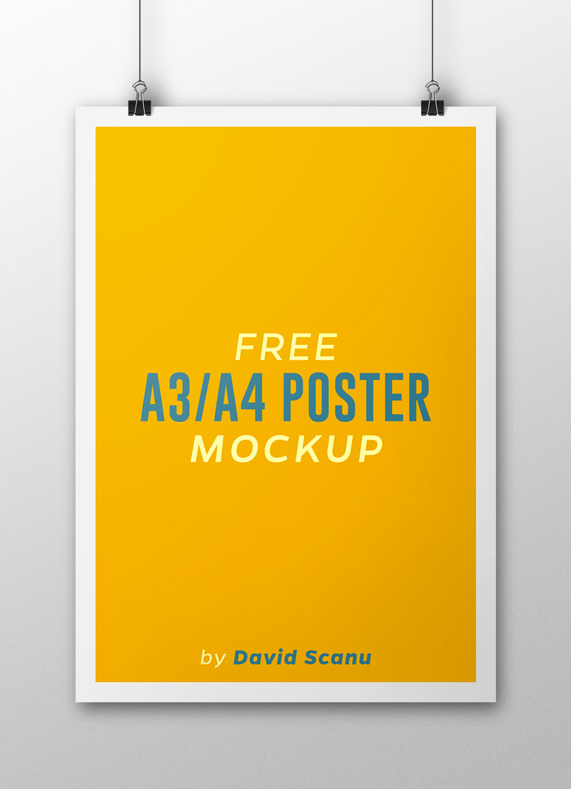 A3 / A4 Flyer Poster Mock Up PSD Template Free PSD,Vector,Icons