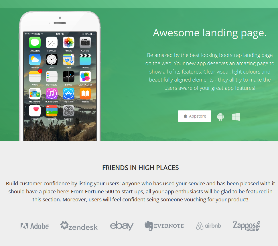 Bootstrap Awesome Landing Page