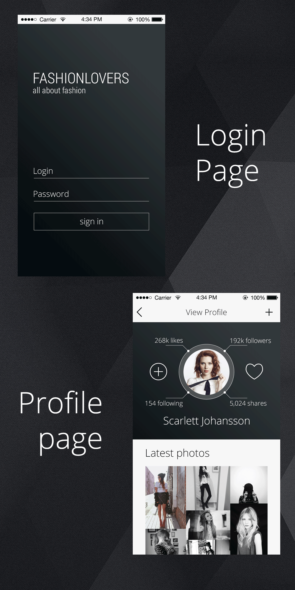 Free PSD Profile page for an iPhone App