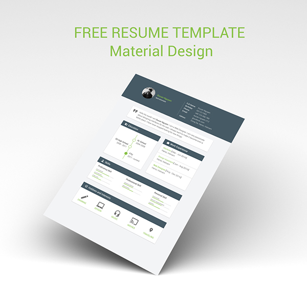 free resume template  u2013 material design