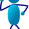Blue cartoon walking people,stick figure vector