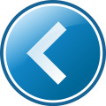 Blue round button,left arrow vector