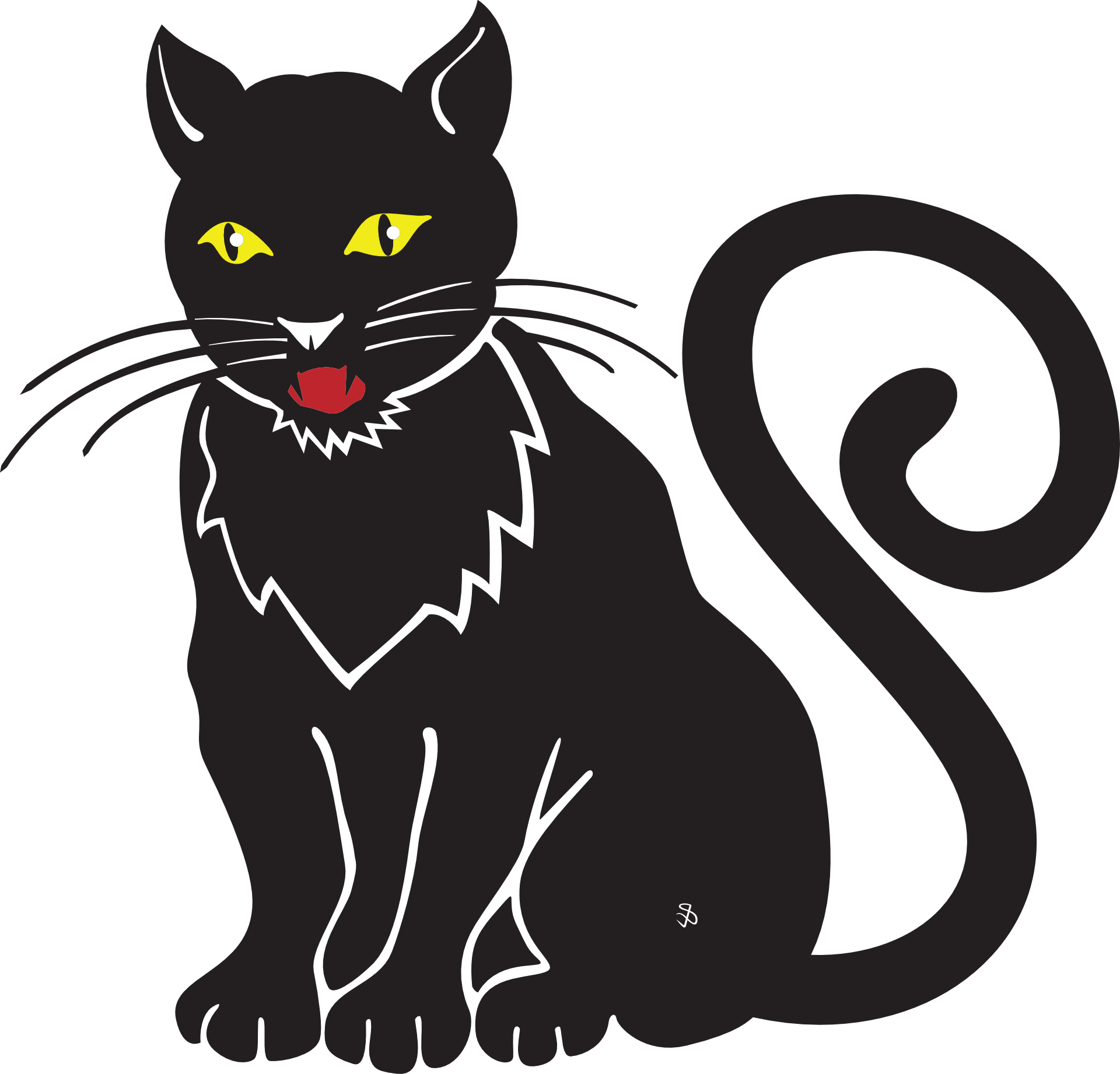 Cartoon animal-black cat,hand drawing vector