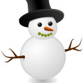 Cute snowman with black hat vector