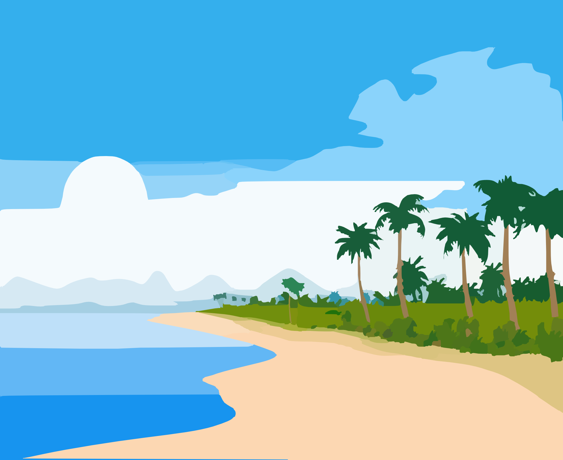 Free sand beach ocean sea island cartoon vector