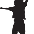Jumping kid silhouette-boy outline vector