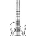 Musical instrument-electric guitar outline vector