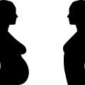 Pregnant woman & non-pregnant women silhouette vector