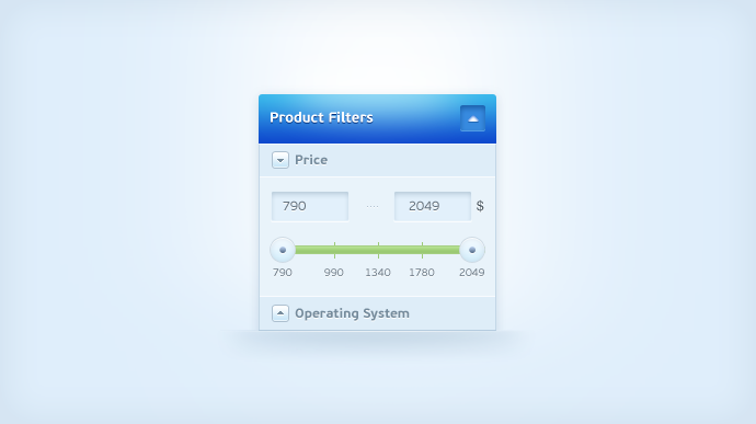 Product Filters-Price Slider Free PSD