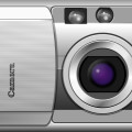 Silver grey digital camera vector