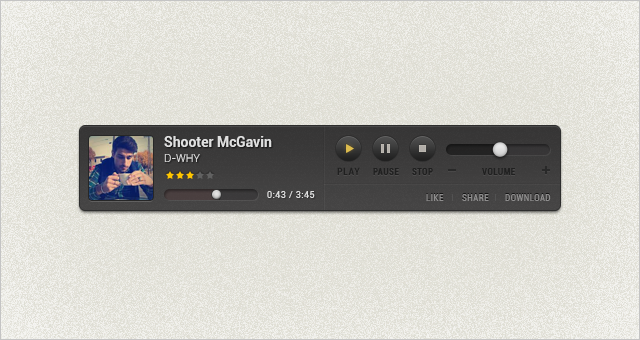 Simple Music Player For Websites Free PSD