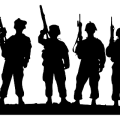 Soldiers silhouette-outline vector