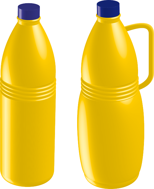 Yellow plastic bottles vector