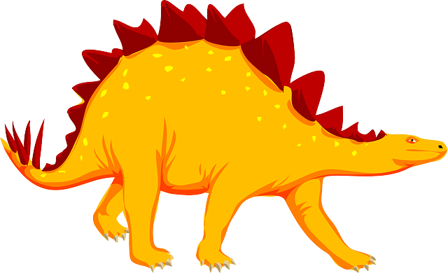 Orange dinosaur- ancient animal stegosaurus vector