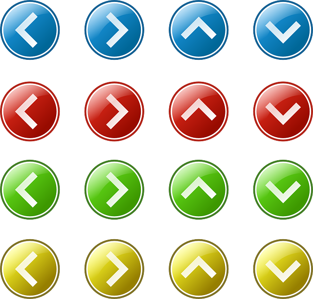 red blue red green yellow arrow buttons vector