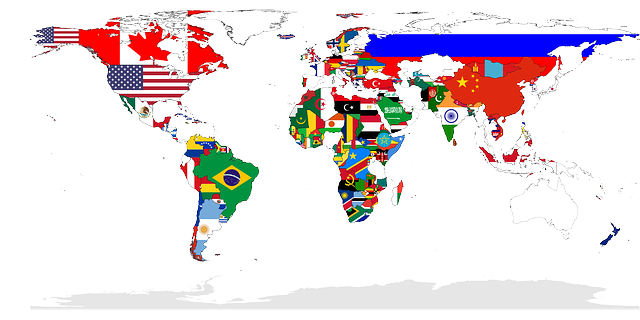 World map & countries flags free vector