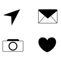Camera Heart Mail Envelope Paper airplanes icons PSD
