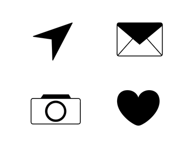 Free Icons-Camera /Heart /Mail/ Envelope/ Paper airplanes PSD